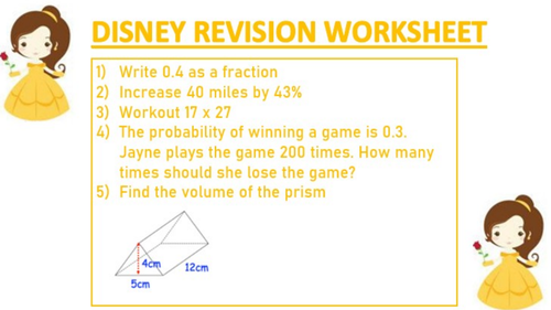 DISNEY REVISION WORKSHEET 9