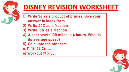 DISNEY REVISION WORKSHEET 11