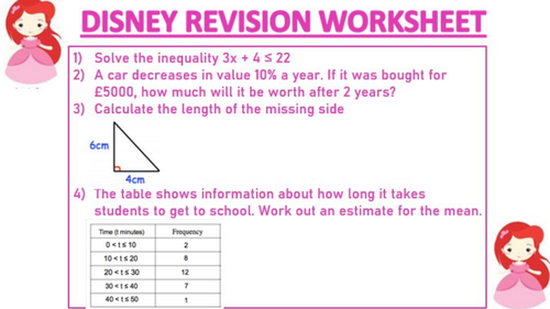 DISNEY REVISION WORKSHEET 12