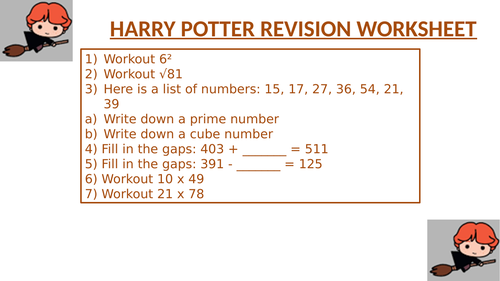 HARRY POTTER REVISION WORKSHEET 1