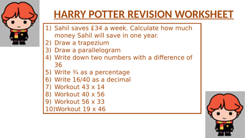 HARRY POTTER REVISION WORKSHEET 4