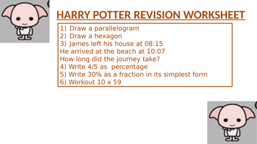 HARRY POTTER REVISION WORKSHEET 6