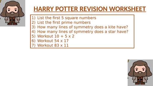 HARRY POTTER REVISION WORKSHEET 7