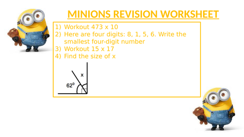 MINIONS REVISION WORKSHEET 2