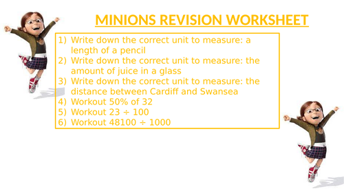 MINIONS REVISION WORKSHEET 4