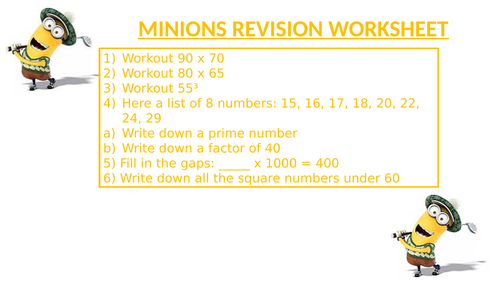 MINIONS REVISION WORKSHEET 6