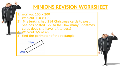 MINIONS REVISION WORKSHEET 7