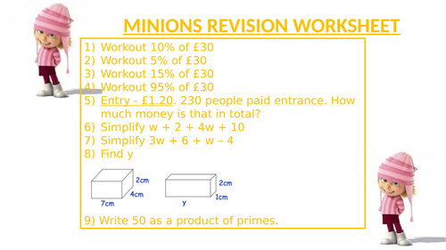 MINIONS REVISION WORKSHEET 11