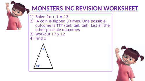 MONSTERS INC REVISION WORKSHEET 1