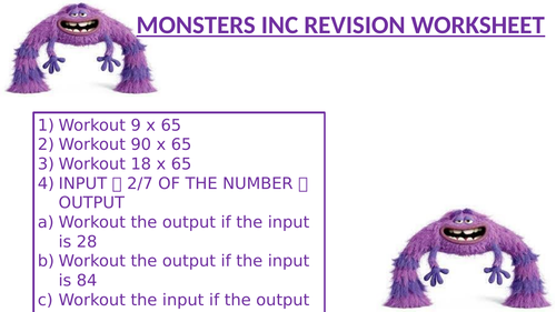 MONSTERS INC REVISION WORKSHEET 3