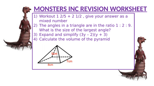 MONSTERS INC REVISION WORKSHEET 8