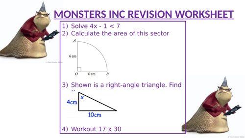 MONSTERS INC REVISION WORKSHEET 9