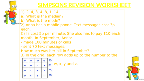 SIMPSONS REVISION WORKSHEET 2