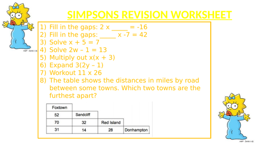 SIMPSONS REVISION WORKSHEET 3