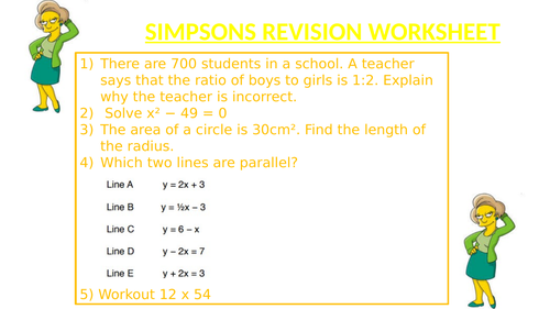 SIMPSONS REVISION WORKSHEET 10