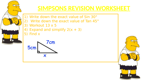 SIMPSONS REVISION WORKSHEET 16