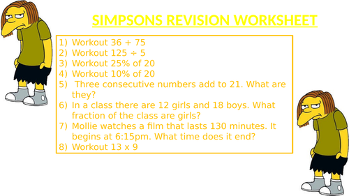 SIMPSONS REVISION WORKSHEET 17