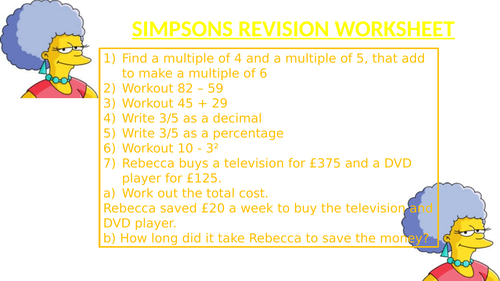 SIMPSONS REVISION WORKSHEET 19