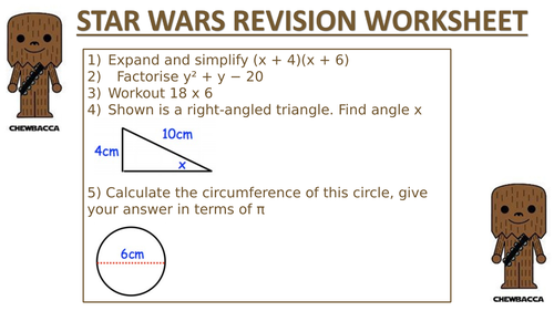 STAR WARS REVISION WORKSHEET 1