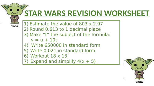 STAR WARS REVISION WORKSHEET 4