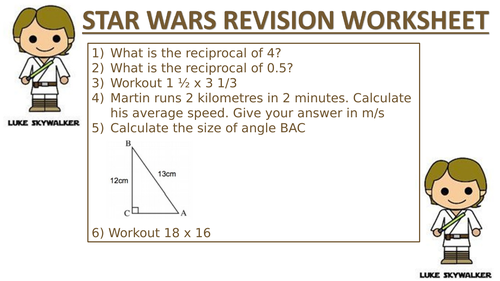 STAR WARS REVISION WORKSHEET 5