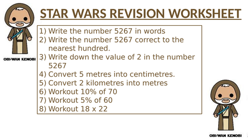 STAR WARS REVISION WORKSHEET 8