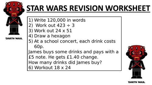 STAR WARS REVISION WORKSHEET 9