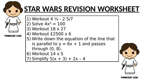 STAR WARS REVISION WORKSHEET 11