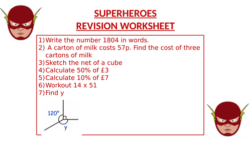 SUPERHEROES REVISION WORKSHEET 1