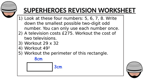 SUPERHEROES REVISION WORKSHEET 4