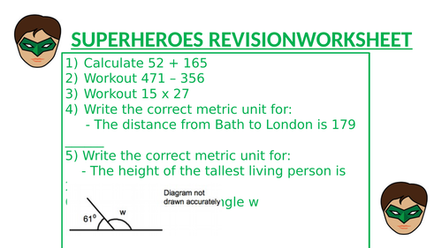 SUPERHEROES REVISION WORKSHEET 9