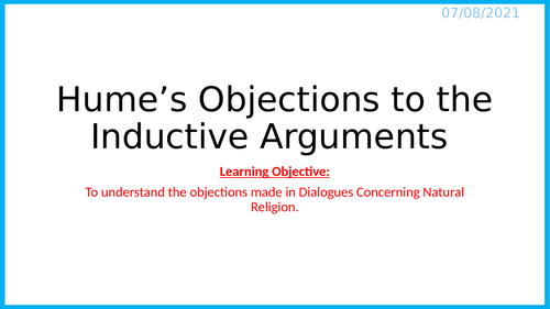 Hume's Objections to the Cosmological Argument