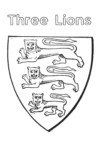 The Euros 2020. Three Lions Crest. England Football.  Colouring Sheet / Activity