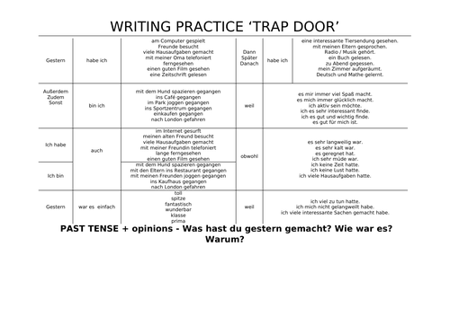 German | writing practice | Trap door | Was hast du gestern gemacht?