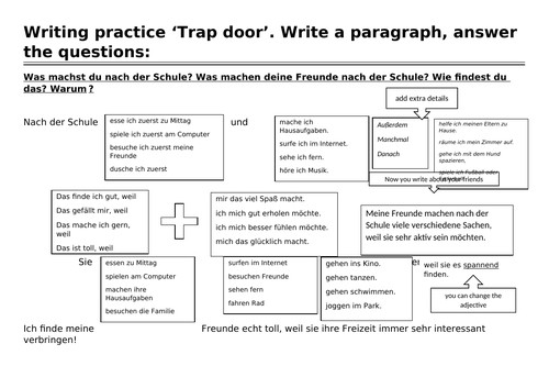 German | writing practice | Trap door