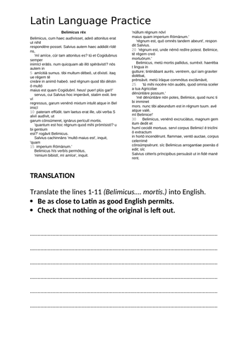 Latin | Worksheets based on Cambridge Latin Course