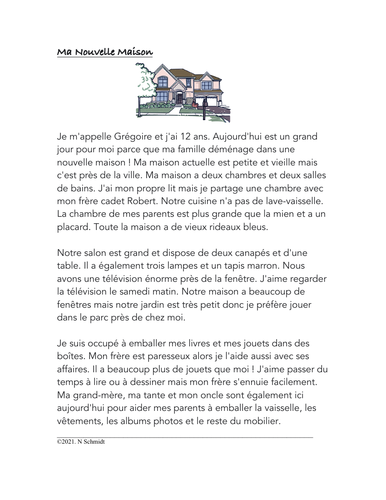 Ma Nouvelle Maison Lecture: My New House French Reading