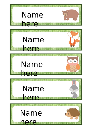 Forest Animals Editable Name Labels