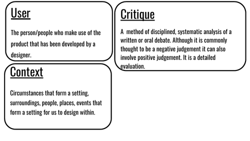 OCR GCSE Design and Technology Key words