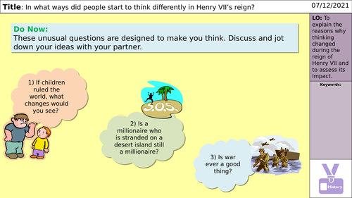 AQA Tudors 1C - Henry VII Religion and Thinkers