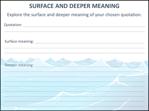 Surface and Deeper Meaning