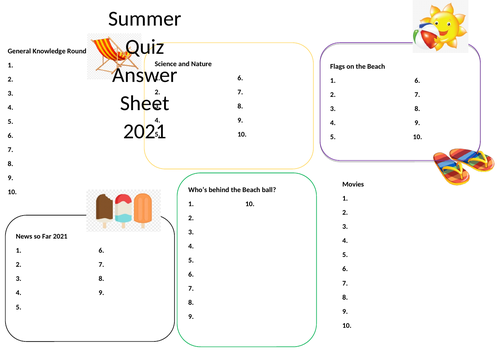 Summer Quiz 2021