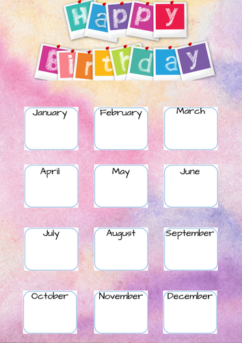 Class Birthday Calendar Poster