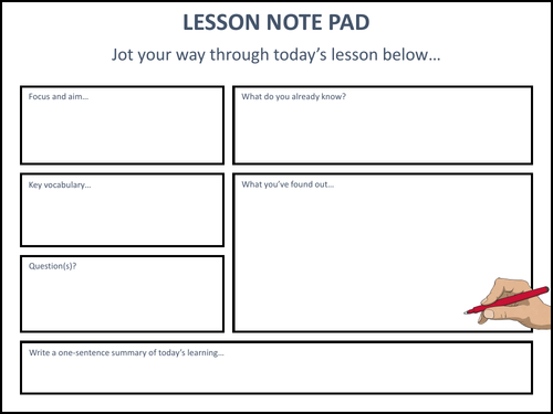 Lesson Note Pad