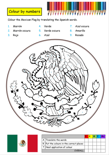 Spanish colour by numbers