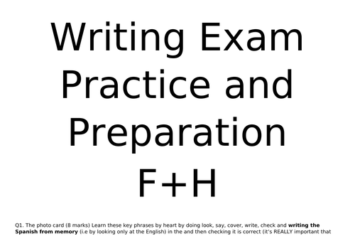 Spanish Foundation and Higher Writing Exam Preparation