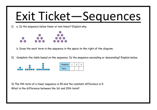 WRM - Year 7 - Sequences - Exit Ticket