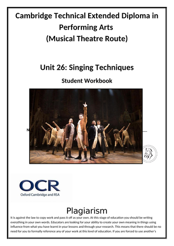 Unit 26: Singing Performance Workbook (Cambridge Technicals in Performing Arts)