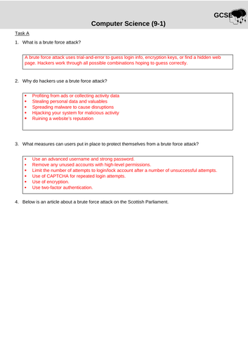 OCR GCSE - CS24a: Network threats