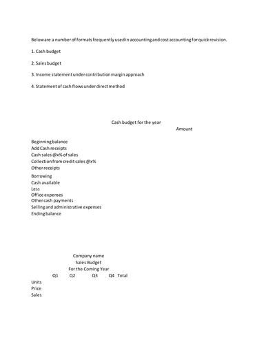 Accounting And Cost Accounting Revision Notes 